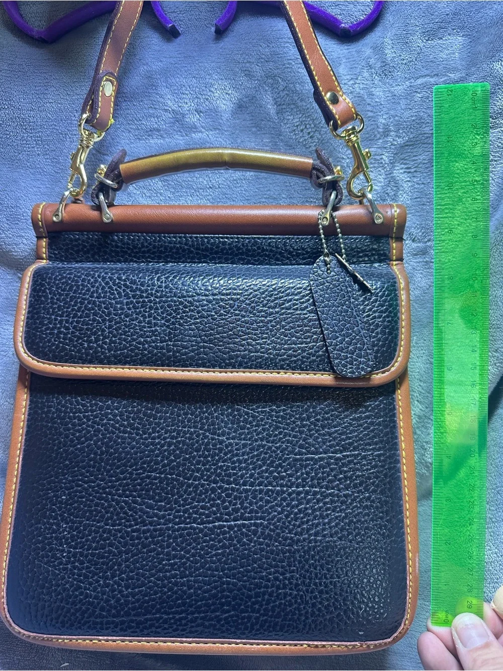 Dooney & Bourke Black and Brown Pebbled Leather Messenger Bag